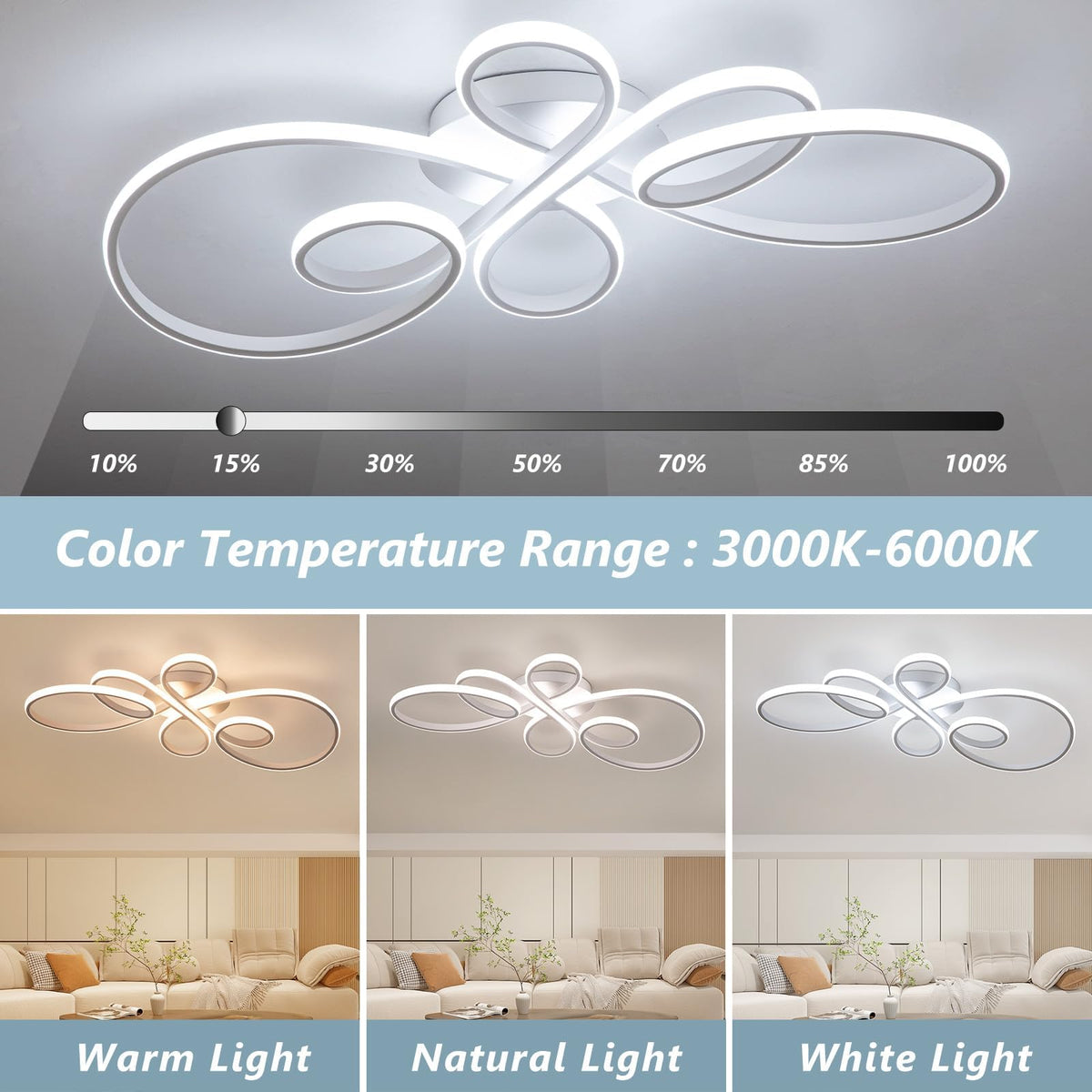 31.89Inch Modern LED Ceiling Light (White,31.89Inch)