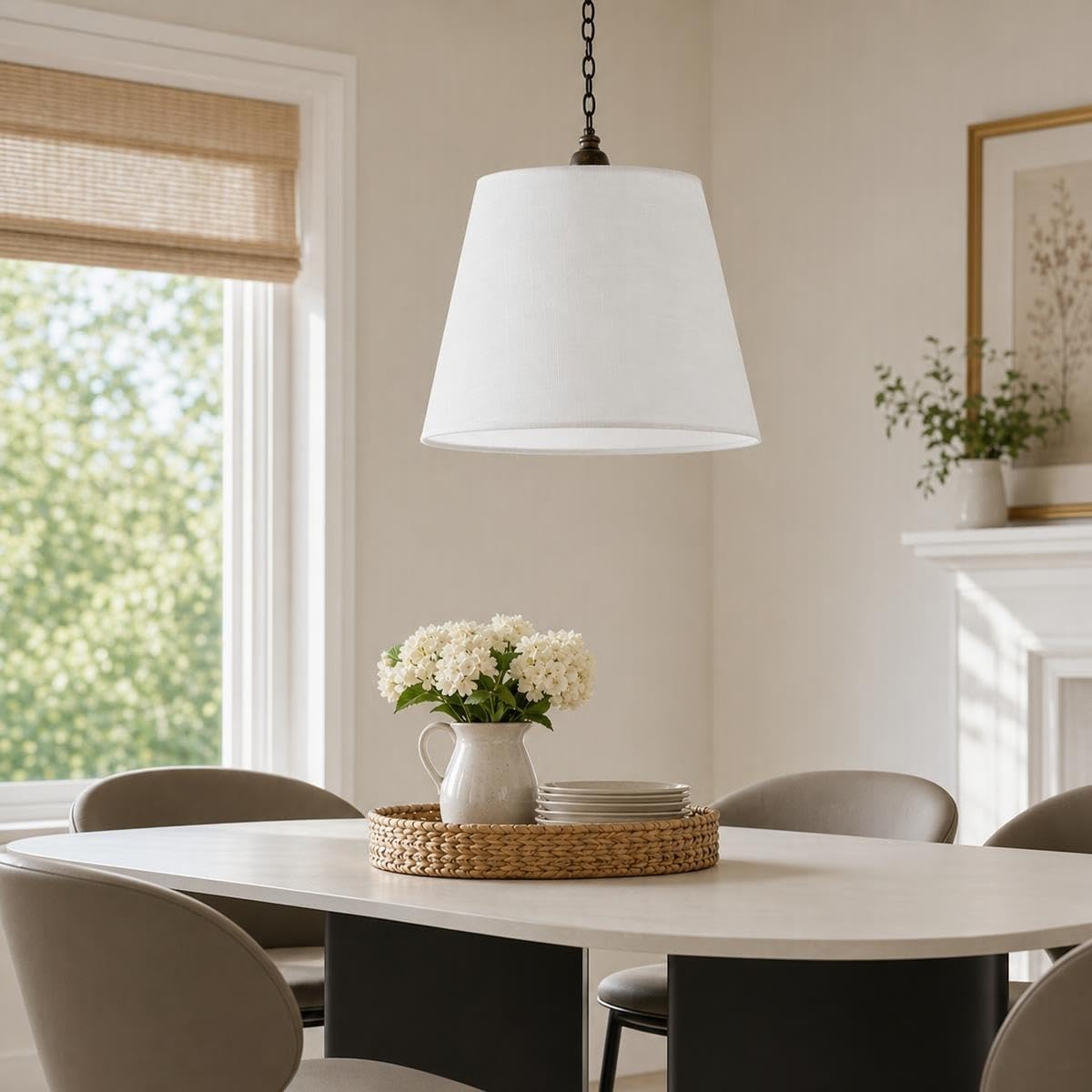 Set of 2 Pre assembled Small White Spider Fitter Lamp Shades for tablelamp (White)