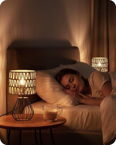 Rattan Table Lamp (Mesh + Black)