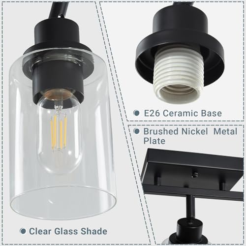 2 Light Kitchen Track Light Fixtures Ceiling Vanity Lights Black (Black / 2-Light)
