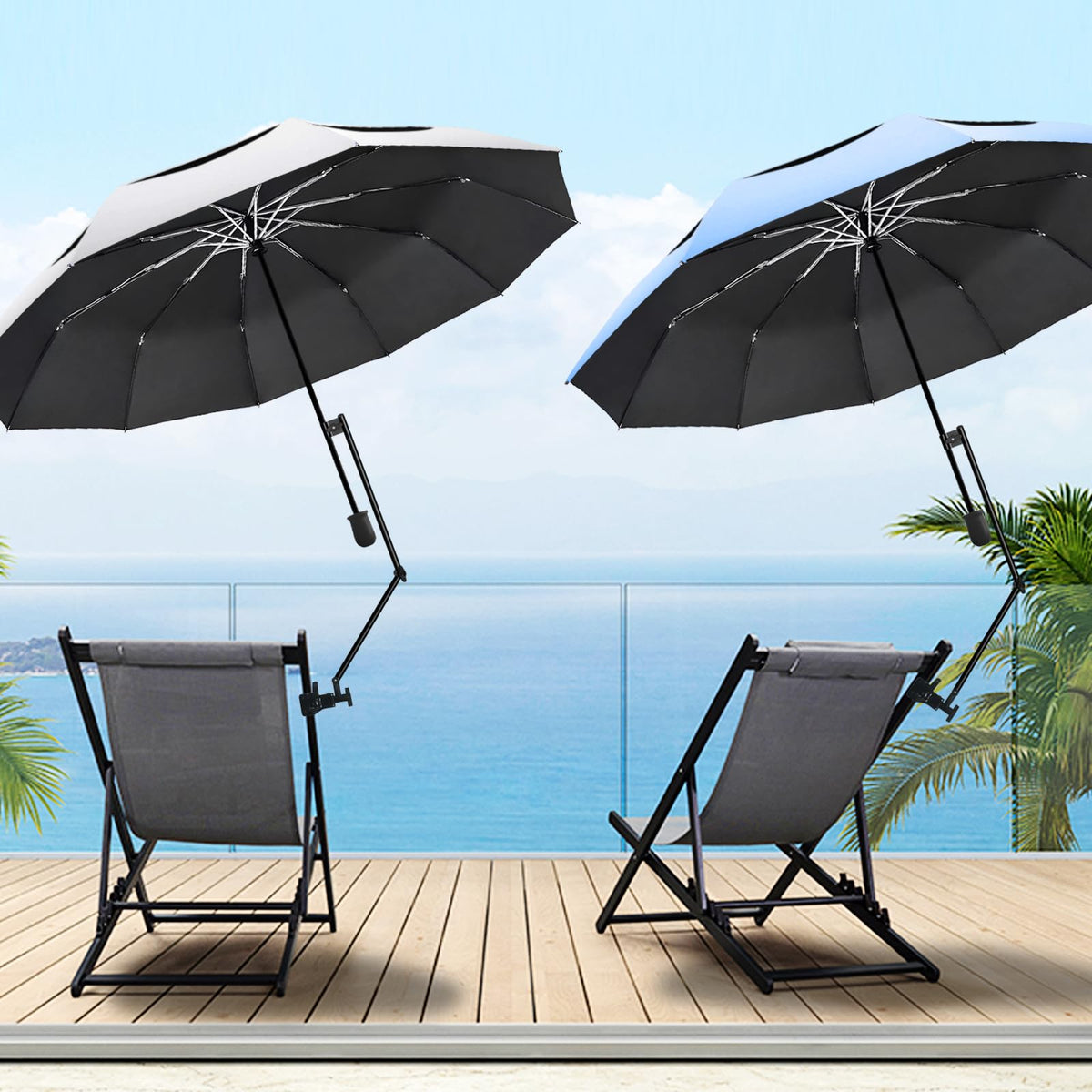 UPF 50+ Golf Umbrella with Adjustable Universal Clamp (Lake Blue / 49.2")