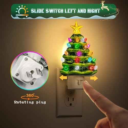 Christmas Tree Night Light (Christmas Tree and Stars-3000K / 2 Pack)