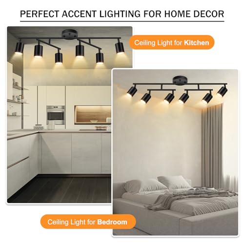 Track Lighting Fixtures Ceiling Black (Black / 29.9" 6 Light Track Light)