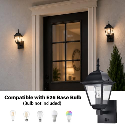 Motion Sensor Outdoor Wall Lights 2 Pack (Black / Motion Sensor)