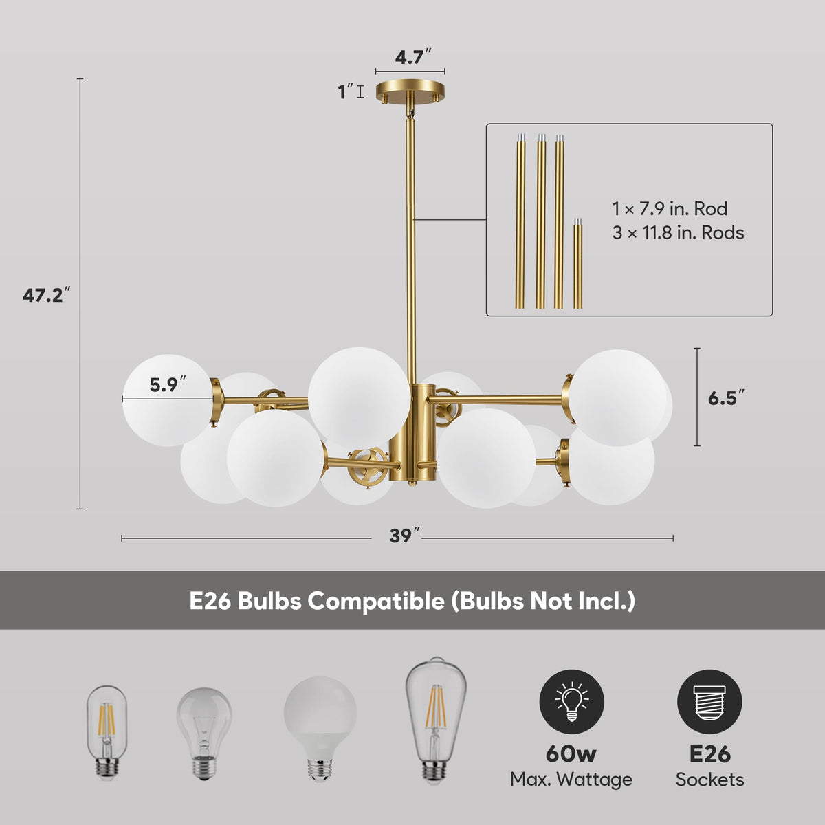 12 Light Sputnik Chandelier (Gold / 12-Light)