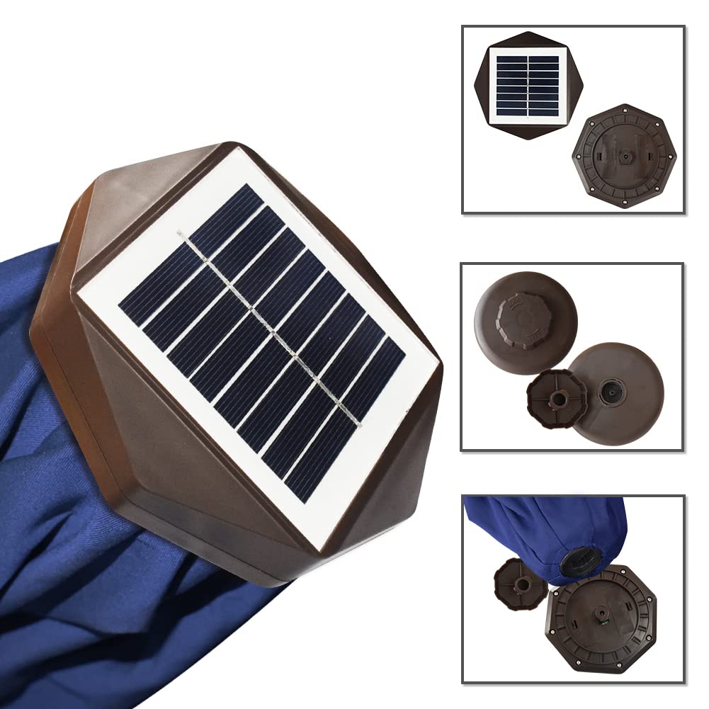 USA 10-Year-Non-Fading 9ft Market Patio Umbrella, Commercial Grade Table Sun Umbrella with 80 Solar LED Lights, Crank Open, Windproof & UPF 50+ UV Protection for Garden, Deck, Pool, Backyard, Navy Blue (Navy Blue / 9 FT(Single Vent Tilt))