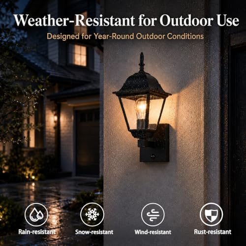 Motion Sensor Outdoor Wall Lights 2 Pack (Black / Motion Sensor)