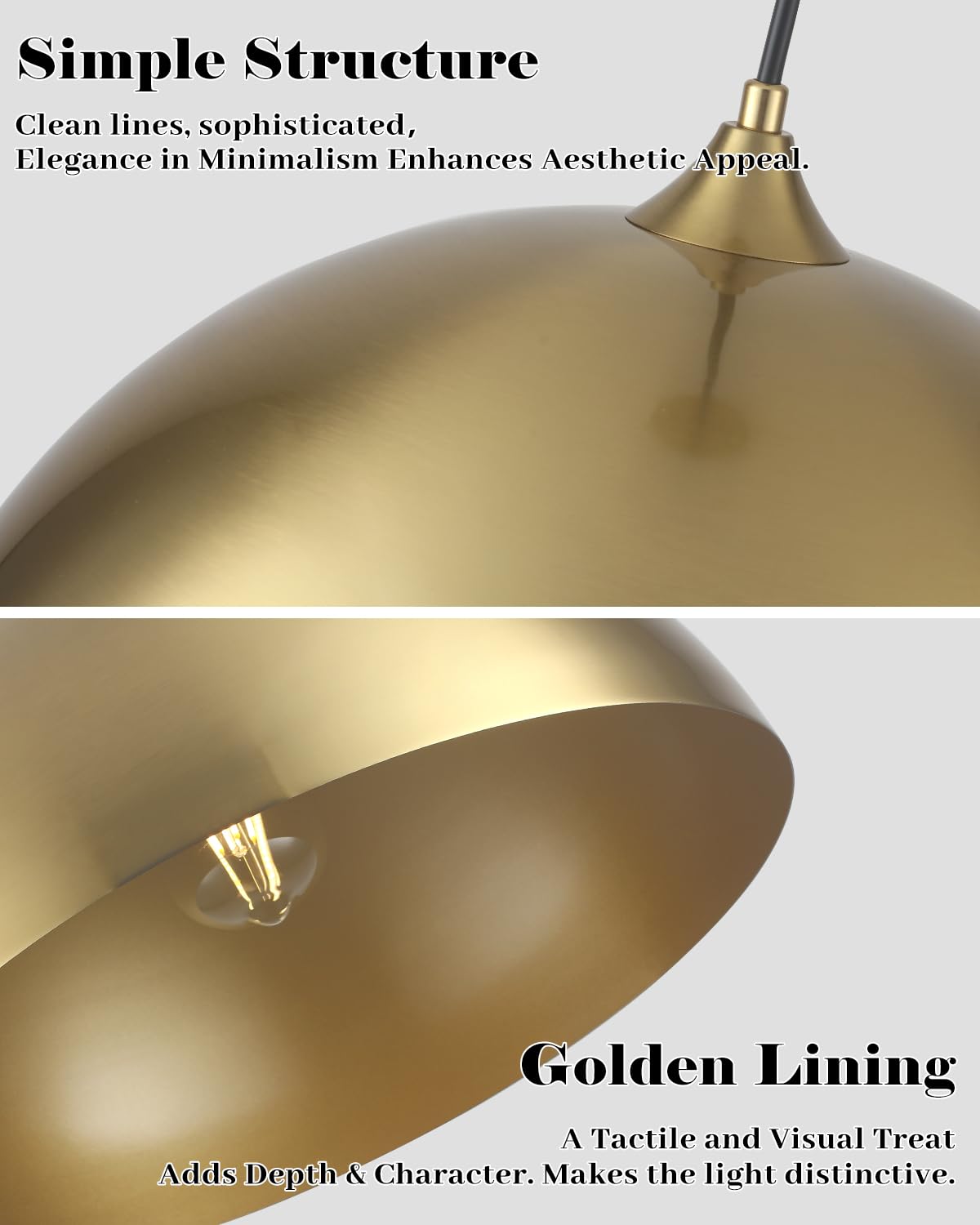 Gold Dome Pendant Light (Gold+Gold / 16"x1)