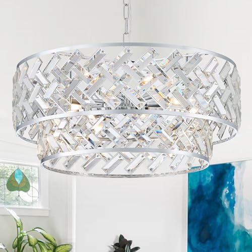 24" Chrome Crystal Chandelier (Big Drum Chrome)