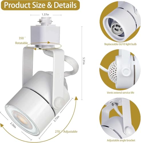 Track Lighting Heads with GU10 3CCT Adjustable White 12 Lights (White)