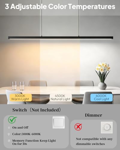 57in Linear Pendant Light Kitchen Island (Black-Liner / 57in)