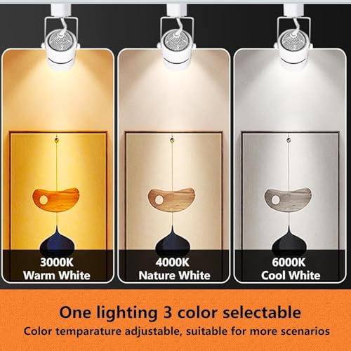 Track Lighting Kit with GU10 3CCT Dimmable Replaceable Bulbs White 6 Heads (White)