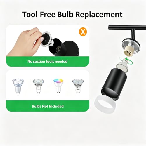 Black 3 Light Plug in Kitchen Track Lighting with 14.3ft Power Cord (Black / 3 Light (Plug in))