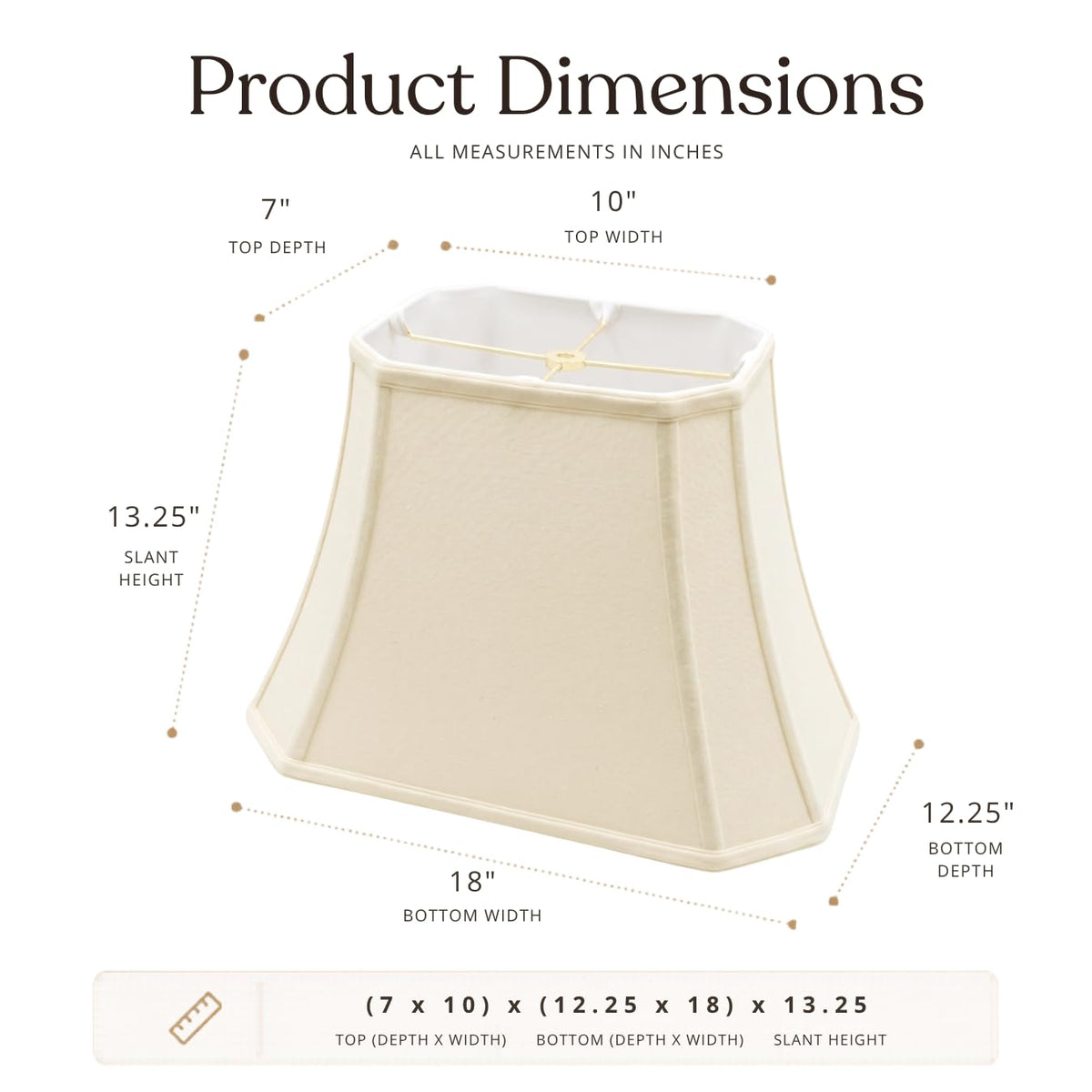 BSO-710-18EG-2 Rectangle Cut Corner Basic Lamp Shade, (7x10) x (12.25x18) x 13.25, Eggshell, 2-Pack ((7x10) x (12.25x18) x 13.25 / Eggshell - 2 Pack)