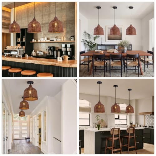 TeruTeru Ji Kaikang Mini Pendant Light (Curry Rattan 10.6" / 3-Pack)