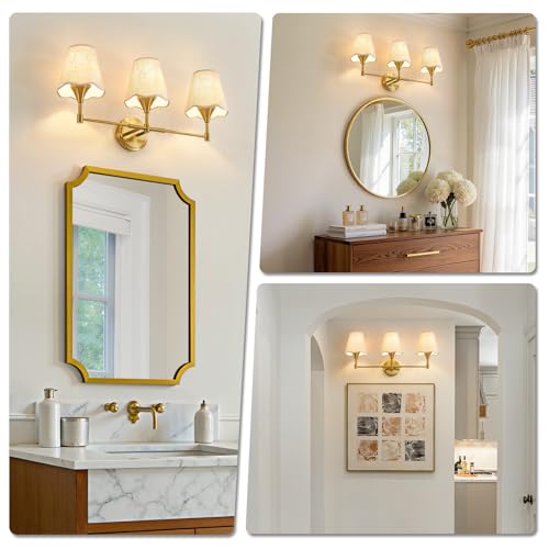 Gold Bathroom Vanity Light Fixtures (Brushed Gold / 3 LIGHT)