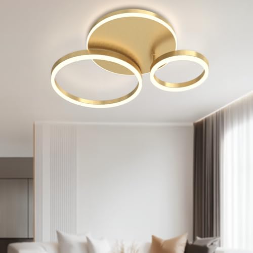 Chloe Flush Mount Ceiling Light (Metallic Gold / 3 Circles / Warm White)