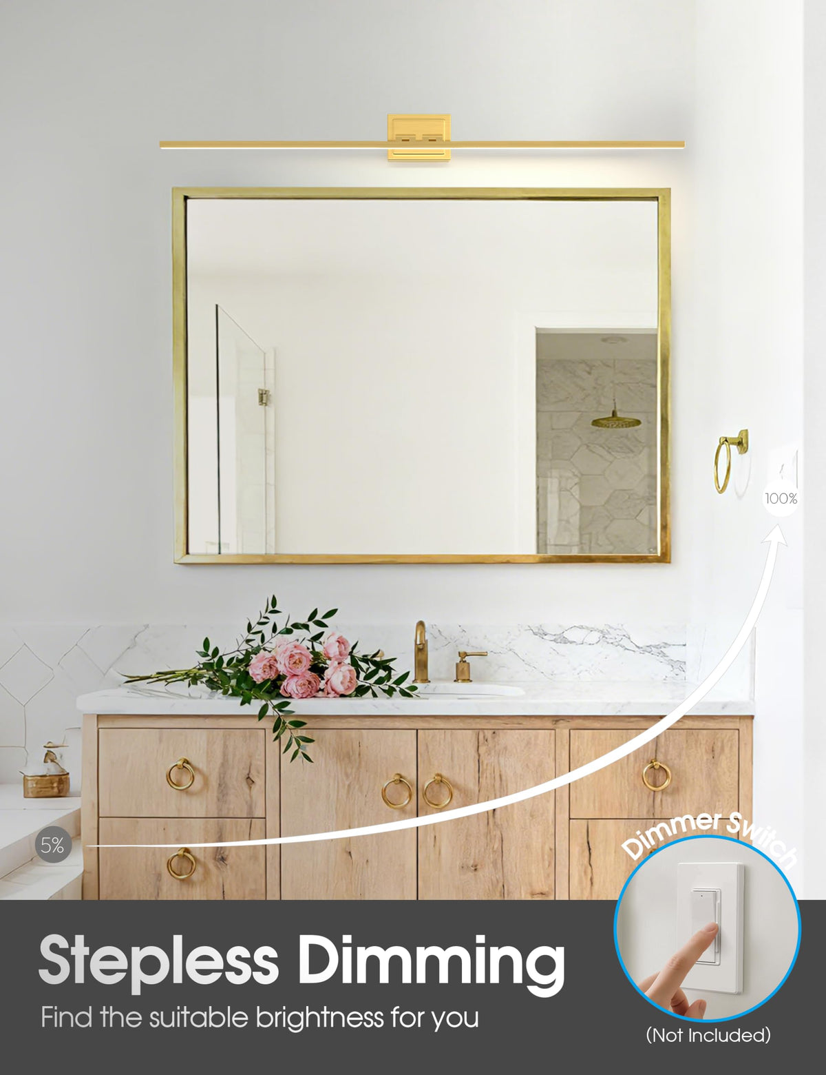 Bathroom Vanity Light 55 inch (Gold / 55 inch)