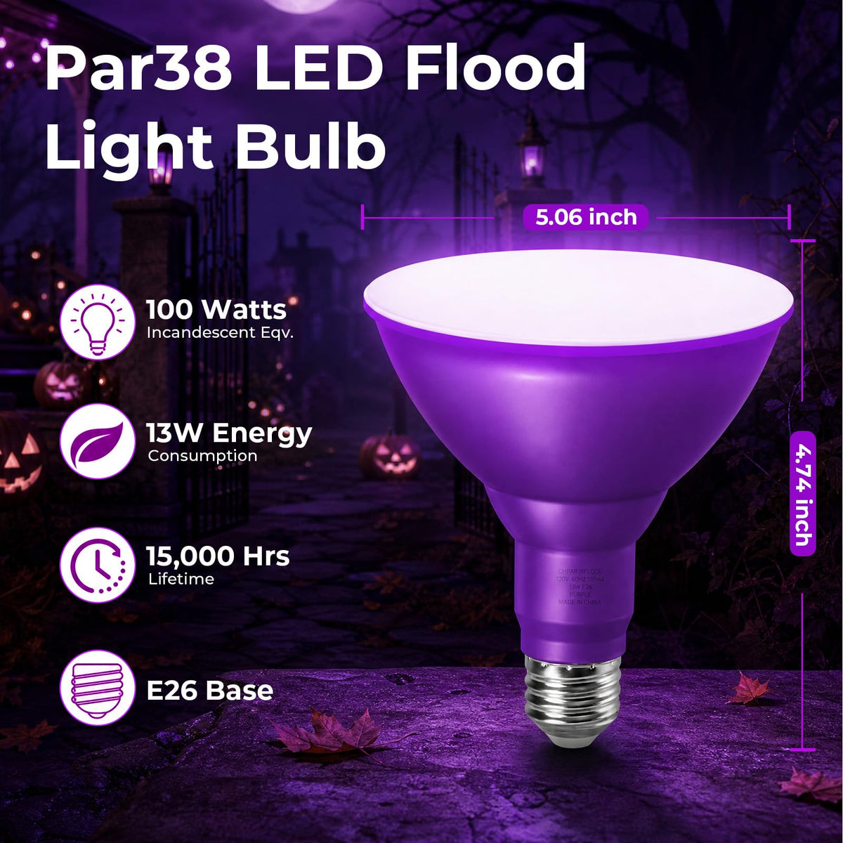PAR38 Dimmable Purple Light Bulb (Purple / 2 Pack)