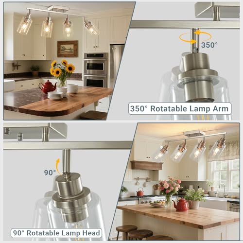 4 Light Brushed Nickel Track Lighting Kit with Clear Glass (Brushed Nickel / 4-Light)