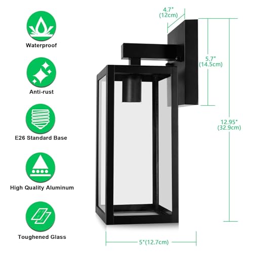 Outdoor Wall Light Fixture (Black / Large)