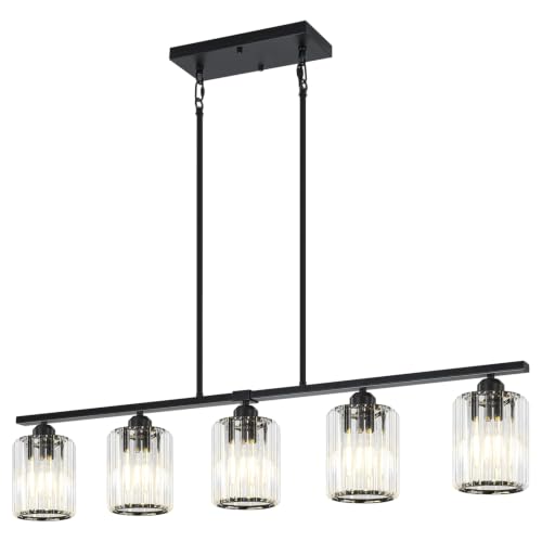 Crystal Linear Chandelier Modern Dining Room Light Fixtures Over Table
