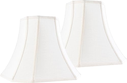 Cream Square Cut Corner Bell Lamp Shade Set of 2 Medium Lampshade 6.5``Top×13``Bottom×10.6``Hight (13IN 2 PACK / Cream)