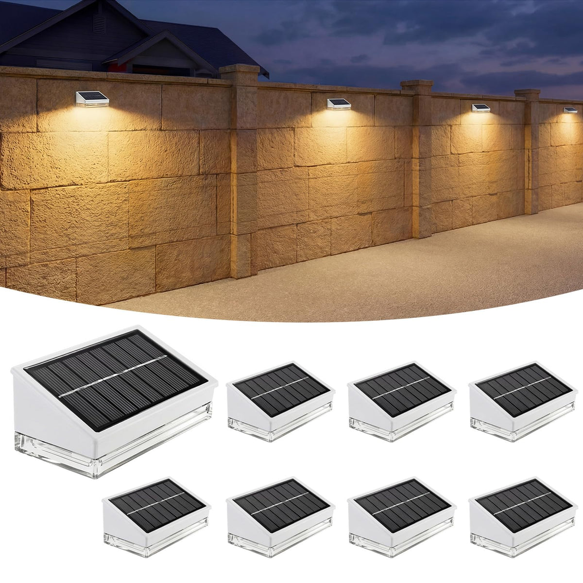 Solar Fence Lights 8 Pack (White / 8 Pack)