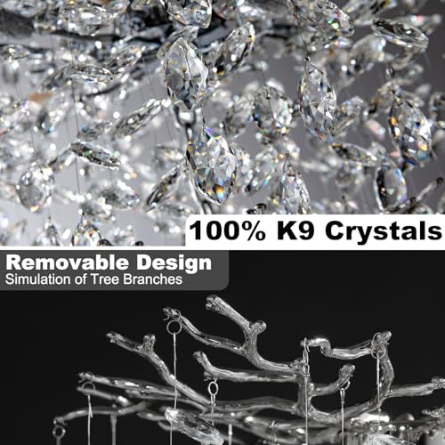 23.6" Silver Crystal Chandelier (Silver / Round-D23.6")