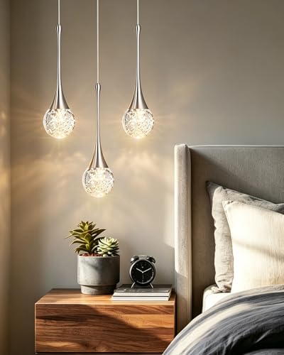 3 Light Brushed Nickel Crystal Chandelier (Brushed Nickel / Round Pendant 3-Light)