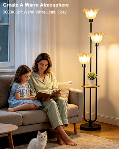 Flower Floor Lamp for Living Room (3 Flower-Black)