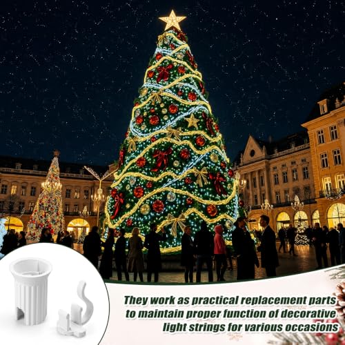 100 Pcs C7 E12 Replacement Sockets for Christmas Lights (White)