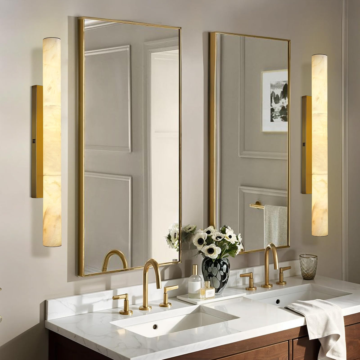 Brass Alabaster Wall Sconces (Brass-1 PC / 36")