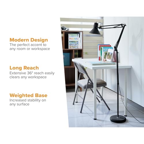 Office VLF100F Swing Arm Metal Floor Lamp (72" Tall / Floor, Black)