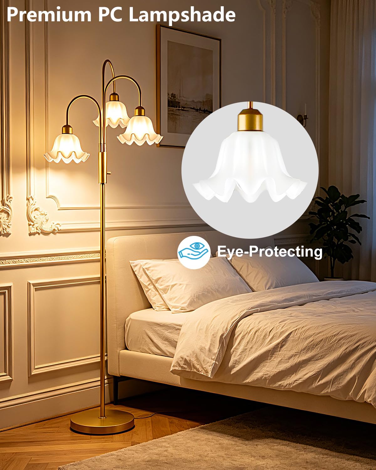 70IN Flower Floor Lamp for Living Room (Gold-3)