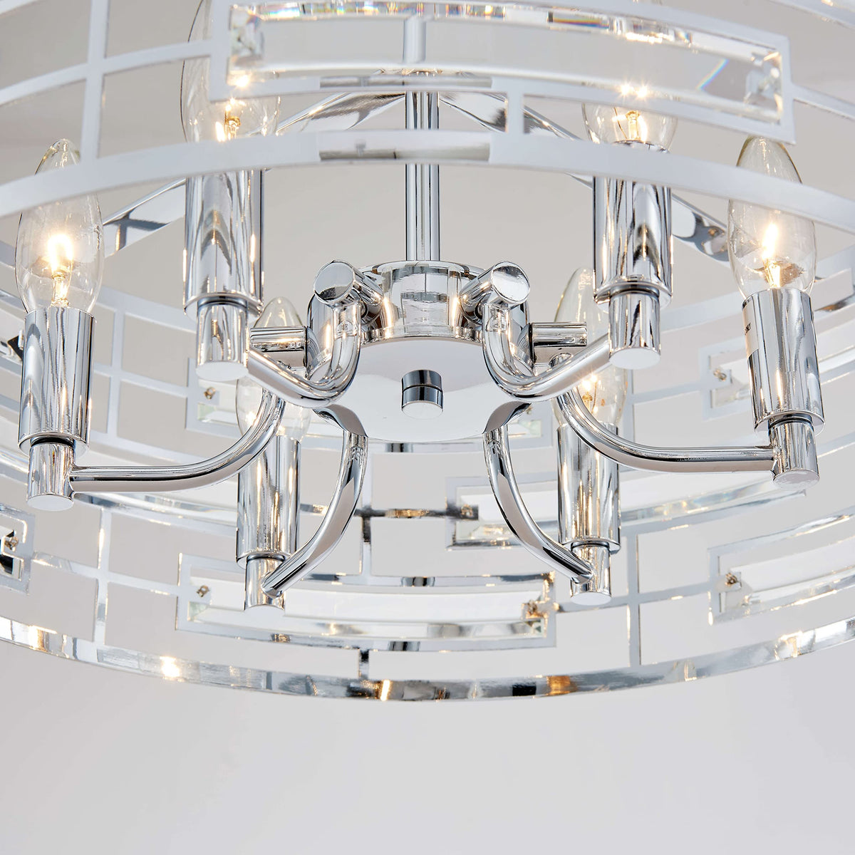 Saint Mossi Modern K9 Crystal Chandeliers (Chrome 6-Lights H24 D18)