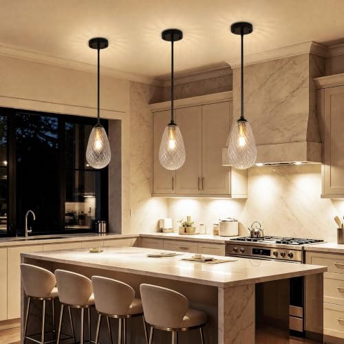 Black Gold Twisted Glass Pendant Lights Kitchen Island Modern (2-Pack Black Gold)