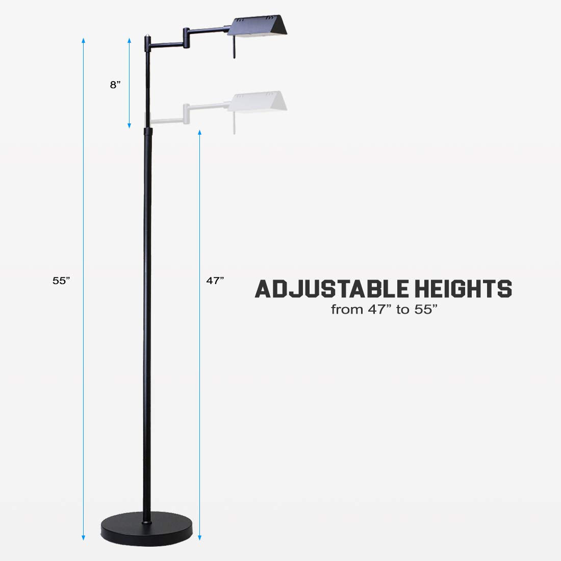 Brook Adjustable Dimmable LED Pharmacy Floor Lamp (Black)