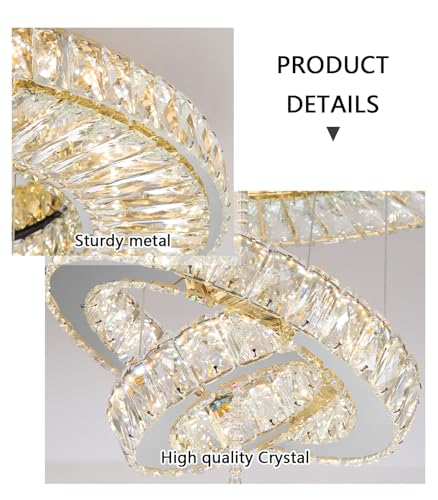Modern Chandelier for Living Room Light Indoor LED Dimmable Lights Ceiling Chandeliers for Dining Room Bedroom Entryway Silver 60W LEDs Fixtures 4800 Lumens (Silver / W32")
