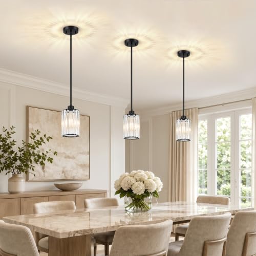 1 Pack 18" 53" Height Adjustable Black Pendant Lights Kitchen Island (1-Pack Matte Black)