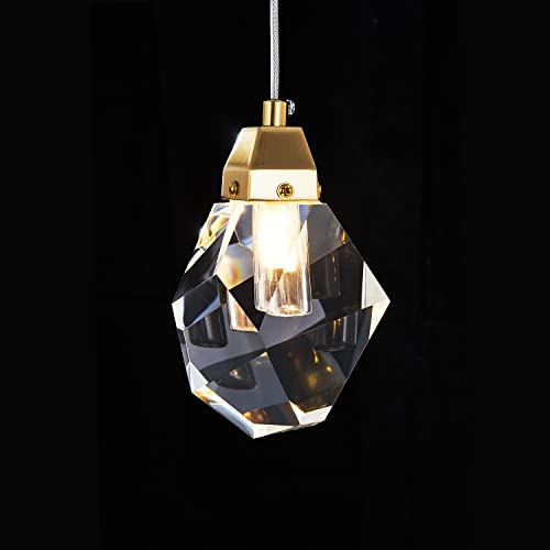 Crystal Pendant Light Modern Cluster Diamond Chandelier Dimmable LED Pendant Light Brass Black Teardrop Pendant Hanging Light Fixtures for Kitchen Island Dining Room Hallway Bathroom