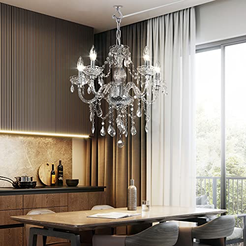 Plug in 5 Light Crystal Hanging Pendant Lights Acrylic Chandelier (Clear-L-5)