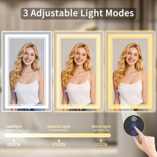 30"x32" LED Bathroom Mirror with Lights (30"L x 32"W)