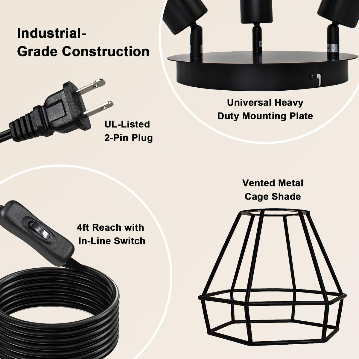 Plug in Track Lighting (3-Light Round)