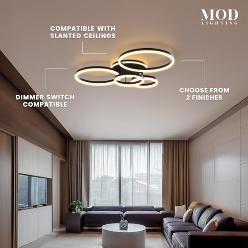 Chloe Flush Mount Ceiling Light (Black Ash / 5 Circles / Warm White)