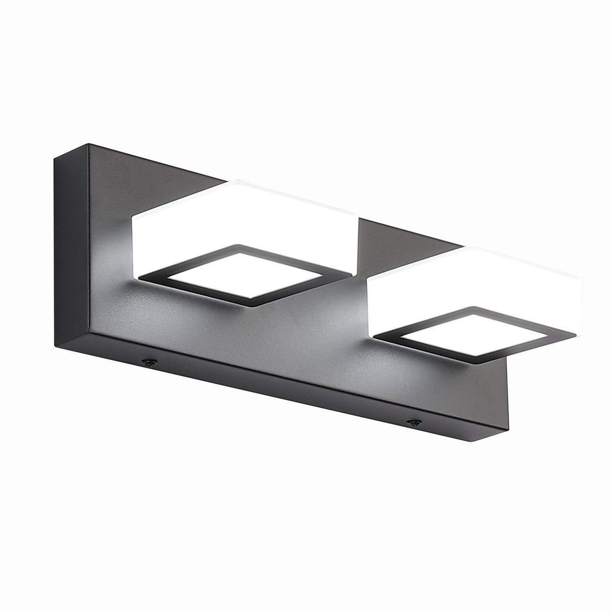 2 Lights Black Modern Bathroom Vanity Light Acrylic LED Modern Black Bathroom Wall Lighting Fixtures (Black-White light / 13 inch)