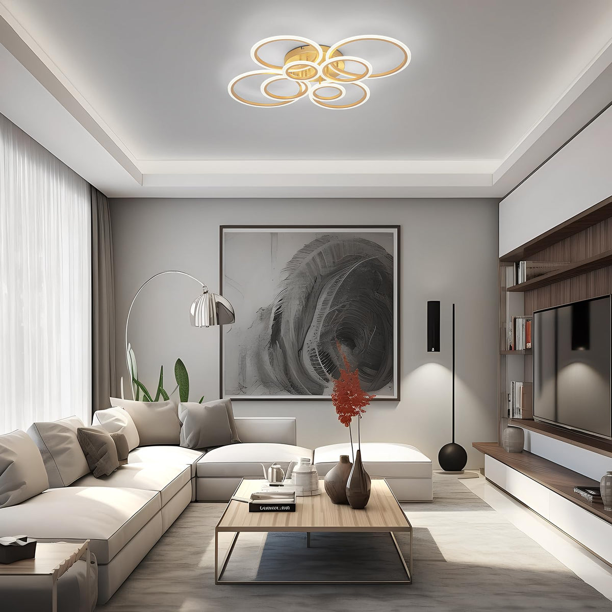 Modern LED Ceiling Light (8-Light / Gold)