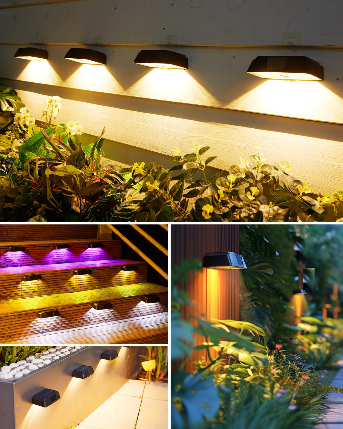 8 Pack Solar Fence Outdoor Lights IP65 Waterproof