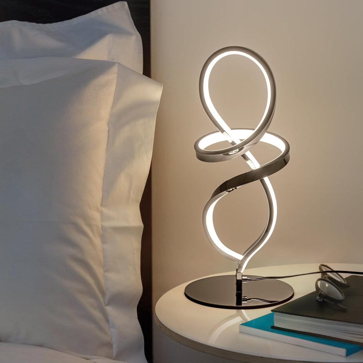 Modern Lamp with LED Spiral Design (Chrome-2 Pack / 15.7IN-2PK)