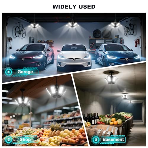 Led Garage Lights Bulb 10 Pack 140W Super Bright Ceiling Led Shop Lights 6 Deformable Panels Screw in E26 (10 PACK Garage Lights)